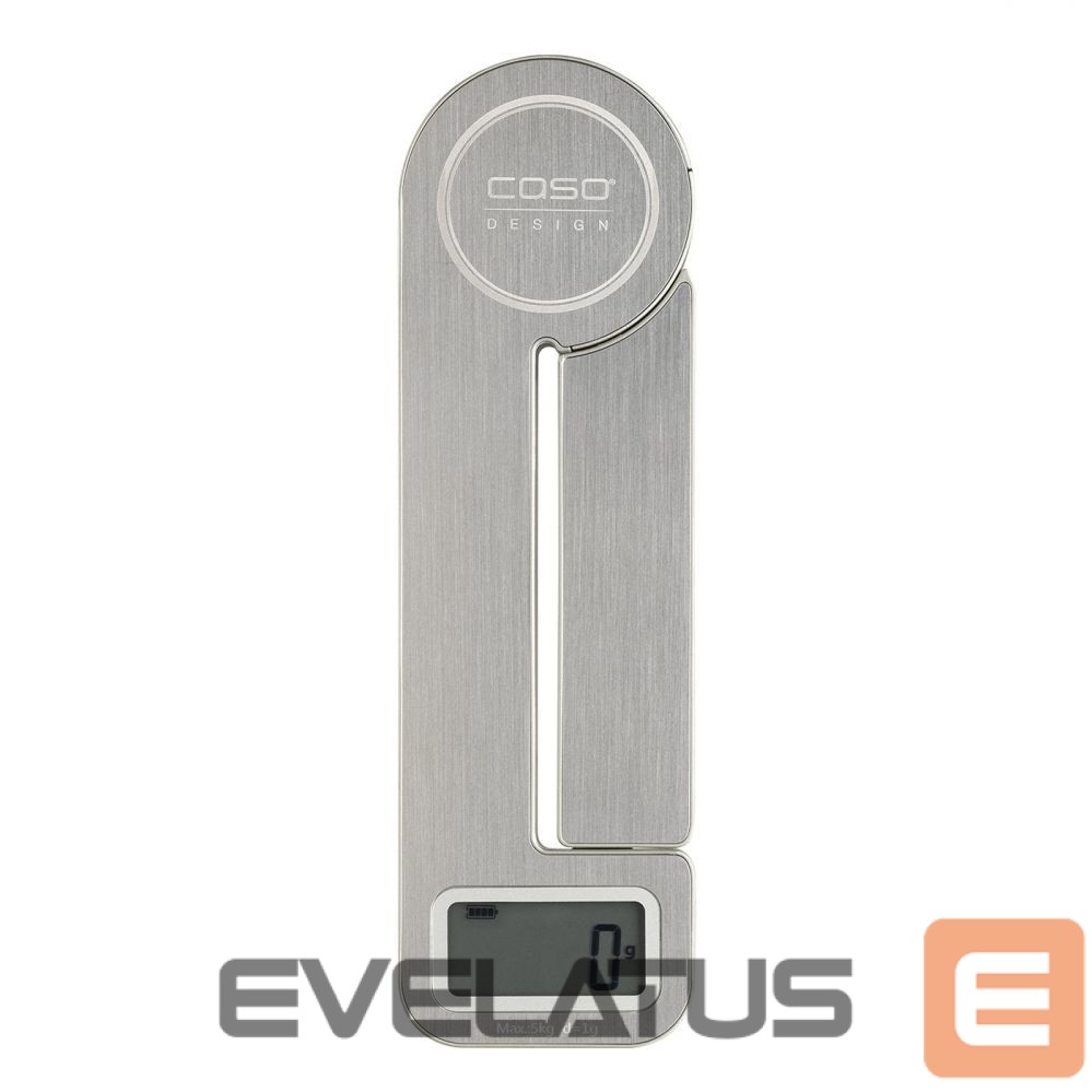 Virtuvinės svarstyklės Caso Scales KitchenEcostyle Batteryless usage, Graduation 1 g, Maximum weight (capacity) 5 kg, Display type LCD, Stainless steel
