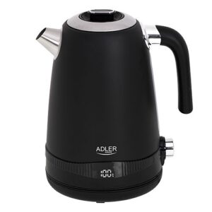 Teapot Adler  Kettle AD 1295b Electric, 2200 W, 1.7 L, Stainless steel, 360° rotational base, Black 