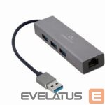 Rūteris Cablexpert  USB AM Gigabit network adapter with 3-port USB 3.0 hub A-AMU3-LAN-01 Black 