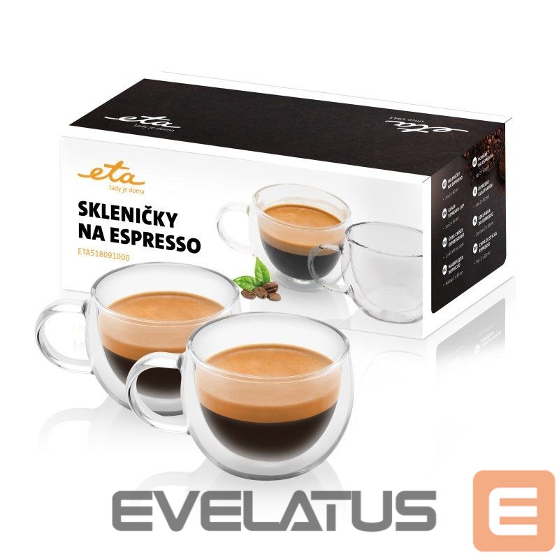 Other small household appliances ETA Espresso cups 518091000 For espresso coffee, 2 pc(s), Dishwasher proof, Glass