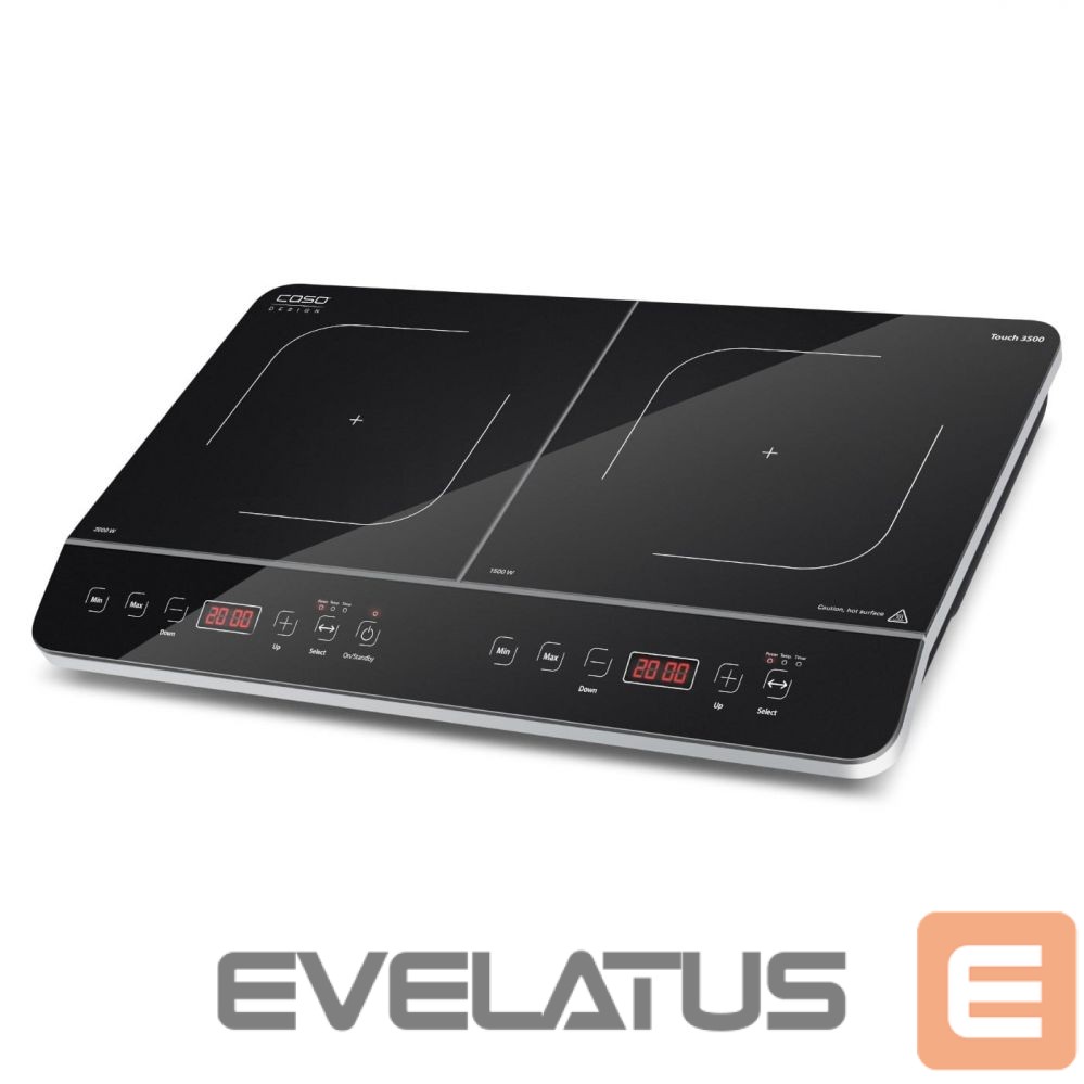 Elektriline ahi Caso Hob Touch 3500 Induction, Number of burners/cooking zones 2, Touch control, Timer, Black, Display