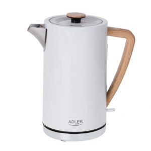 Teapot Adler  Kettle AD 1347w	 Electric, 2200 W, 1.5 L, Stainless steel, 360° rotational base, White 
