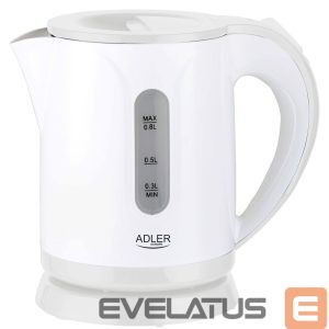 Veekeetja Adler  Kettle AD 1371w Electric, 850 W, 0.8 L, Stainless steel/Polypropylene, 360° rotational base, White 