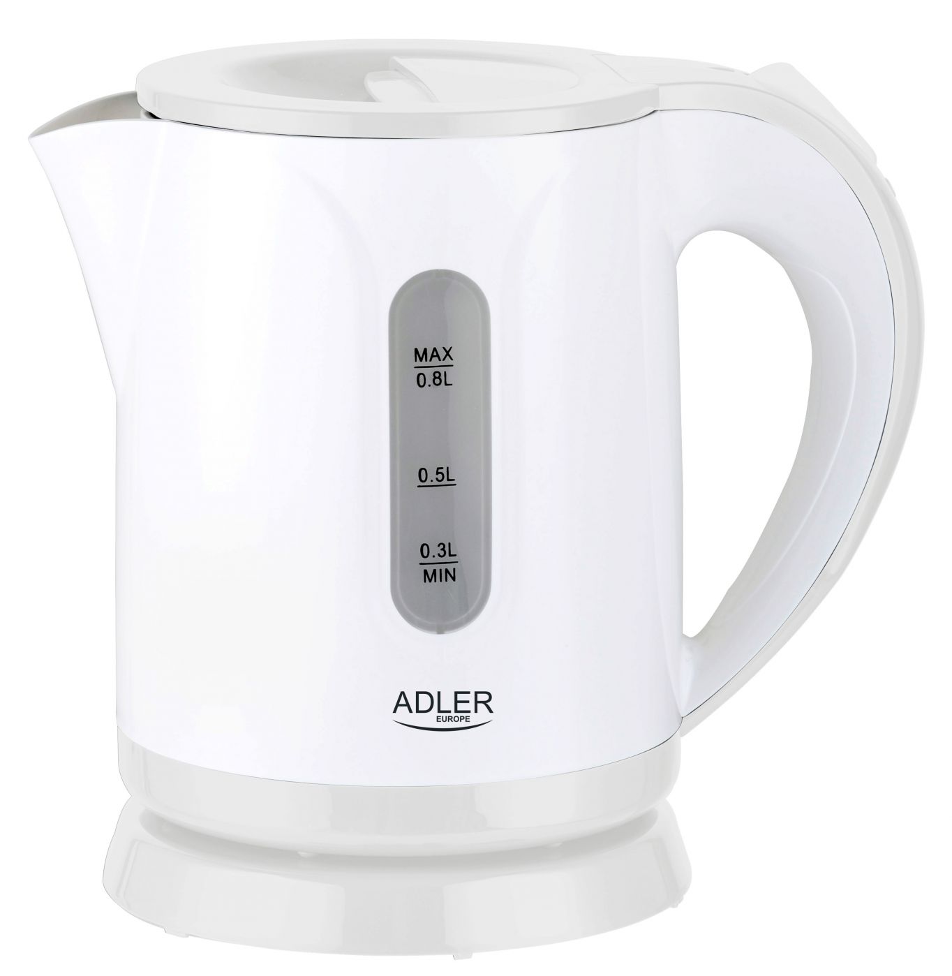 Teapot Adler Kettle AD 1371w Electric, 850 W, 0.8 L, Stainless steel/Polypropylene, 360° rotational base, White