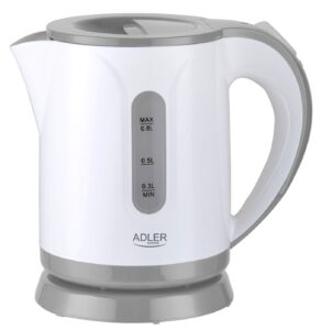 Teapot Adler  Kettle AD 1371g Electric, 850 W, 0.8 L, Stainless steel/Polypropylene, 360° rotational base, White/Grey 