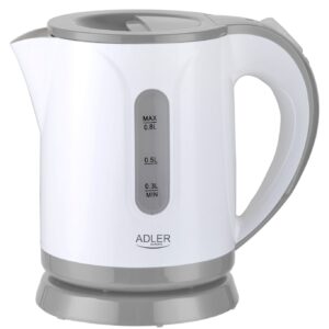 Veekeetja Adler  Kettle AD 1371g Electric, 850 W, 0.8 L, Stainless steel/Polypropylene, 360° rotational base, White/Grey 