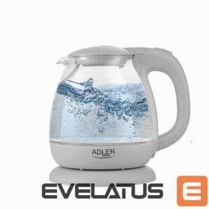 Teapot Adler  Kettle AD 1283G Standard, 1100 W, 1 L, Plastic/Glass, Grey, 360° rotational base 