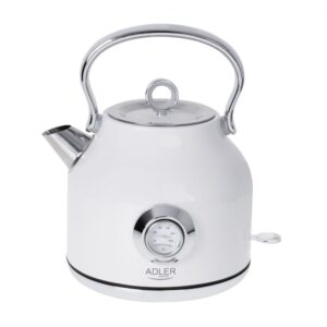 Teapot Adler  Kettle with a Thermomete AD 1346w Electric, 2200 W, 1.7 L, Stainless steel, 360° rotational base, White 