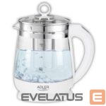 Veekeetja Adler  Kettle AD 1299 Electric, 2200 W, 1.5 L, Glass/Stainless steel, 360° rotational base, White 
