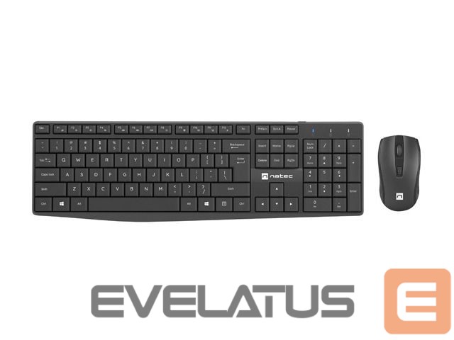 Datora tastatūra Natec Keyboard and Mouse Squid 2in1 Bundle Keyboard and Mouse Set, Wireless, US, Black