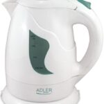 Teapot Adler  AD 08 Standard kettle, Plastic, White, 850 W, 1 L, 360° rotational base 