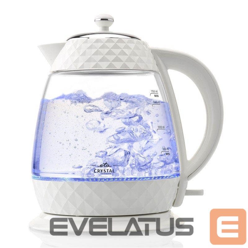 Veekeetja ETA Crystal Kettle 315490010 Electric, 2200 W, 1.7 L, Glass, 360° rotational base, Glass/White