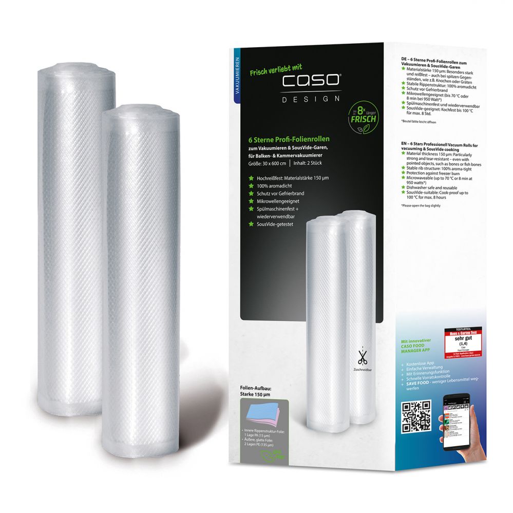 Aksesuāri un filtri Caso Vacuum Rolls 01248 2 pcs, Dimensions (W x L) 30 x 600 cm, Transparent