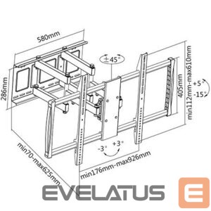 TV bracket Sunne  Wall Mount 60-100-EA 60-100 " Maximum weight (capacity) 80 kg Black 