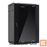 Datoru piederumi Netrack  NETRACK 019-180-66-022 Netrack wall/hanging cabinet 19,18U/600 mm,glass door,black,remov. side pan. 