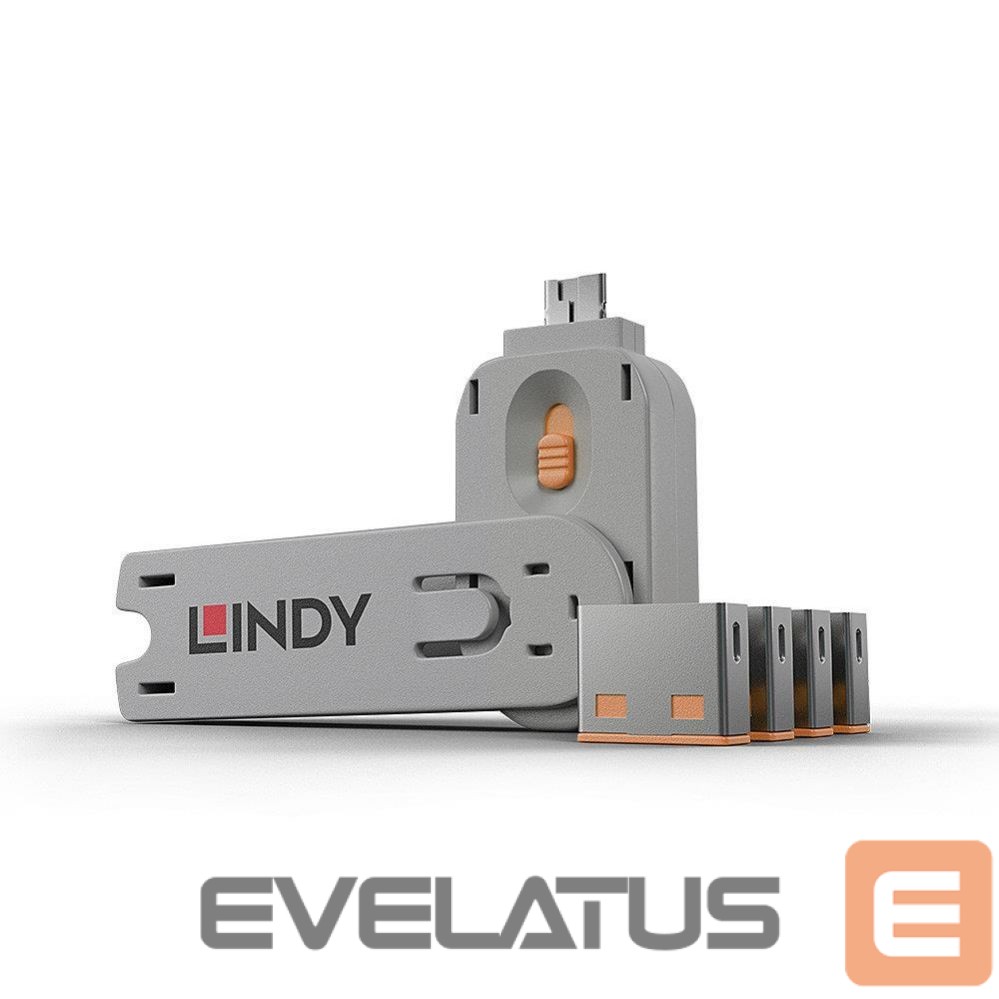Moodulid ja transiiverid LINDY USB PORT BLOCKER 4PACK/ORANGE 40453