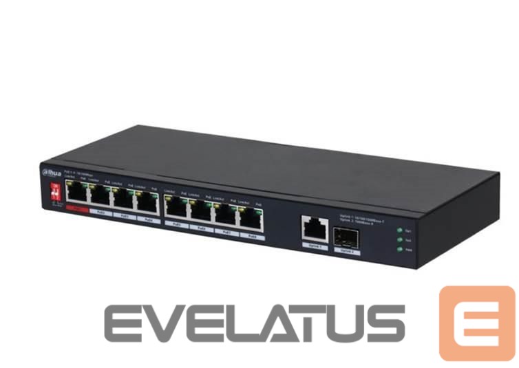 Võrgulülitid DAHUA Switch||PFS3110-8ET1GT1GF-96|Desktop/pedestal|8x10Base-T / 100Base-TX|1x10Base-T / 100Base-TX / 1000Base-T|2x1000Base-T|PoE ports 8|96 Watts|DH-PFS3110-8ET1GT1GF-96