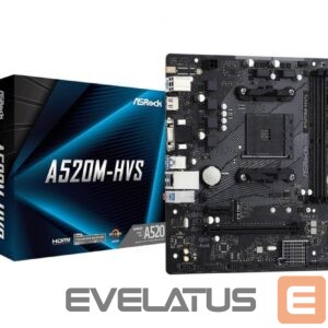 Motherboard for AMD processors Asrock  Mainboard||AMD A520|SAM4|MicroATX|1xPCI-Express 3.0 1x|1xPCI-Express 3.0 16x|1xM.2|Memory DDR4|Memory slots 2|1x15pin D-sub|1xHDMI|2xAudio-In|1xAudio-Out|2xUSB 2.0|4xUSB 3.2|1xPS/2|1xRJ45|A520M-HVS 