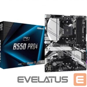 AMD protsessori emaplaat Asrock  Mainboard||AMD B550|SAM4|ATX|2xPCI-Express 3.0 1x|1xPCI-Express 3.0 16x|2xM.2|1xPCI-Express 4.0 16x|Memory DDR4|Memory slots 4|1x15pin D-sub|1xHDMI|1xUSB type C|5xUSB 3.2|1xPS/2|1xRJ45|3xAudio port|B550PRO4 