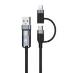 Kabelis Tellur  4in1 Cable USB/Type-C to Type-C (PD65W)/Lightning (PD20W) 1m black