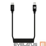 Kabelis Evelatus  AutoSpring Coiled Cable USB C to Lightning connector  1.2M black cable 