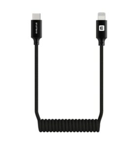 Kabelis Evelatus  AutoSpring Coiled Cable USB C to Lightning connector  1.2M black cable 