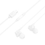 Laidinės ausinės Hoco  M113 Clear universal digital earphones with microphone iP White