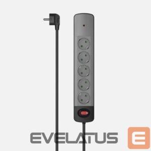 Üleminek Hama  power strip 5-way sockets Grey Black