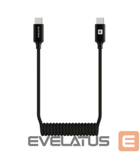 Kabelis Evelatus  Evelatus AutoSpring Coiled Cable USB C to  USB C connector 1.2M Black