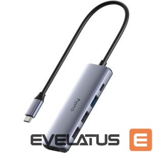 Rūteris Cudy  UH405 PortMate USB-C 5-in-1 Hub 4K HDMI USB-C PD USB-A 3.0 2.0 Aluminum Grey 