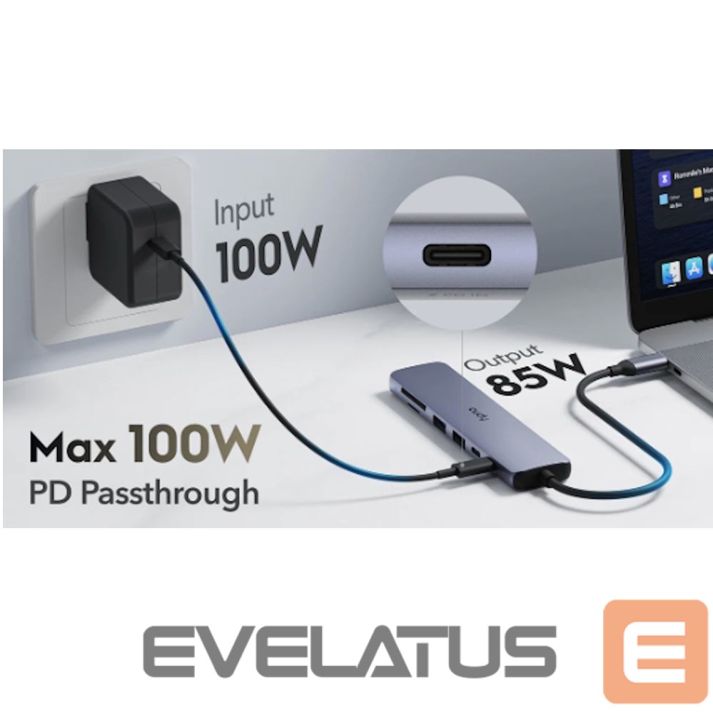 Routers Cudy UH407 PortMate USB-C 7-in-1 Hub 4K 60Hz HDMI USB-C PD USB-A SD TF Aluminum Grey