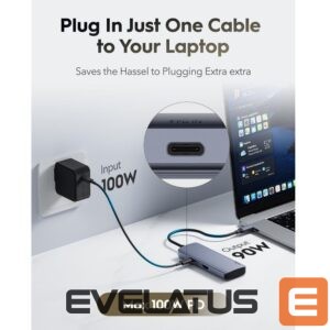 Rūteris Cudy  UH500 PortMate USB-C 6-in-1 Hub 4K 30Hz HDMI USB-C PD 4x USB-A 3.0 Aluminum Grey 