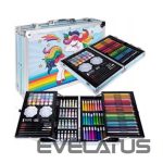 Toys iLike  Stationery Art Set for Kids 145pcs Creative Drawing Kit Blue Case Kiddyz KIDD-ART-145B-BL 