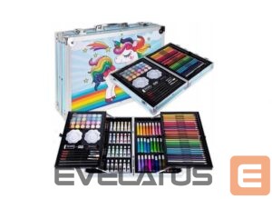 žaislai iLike  Stationery Art Set for Kids 145pcs Creative Drawing Kit Blue Case Kiddyz KIDD-ART-145B-BL 