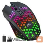 Kompiuterio pelė GameBox  Gaming Mouse RGB 2.4GHz Wireless Hollow Shell + USB Charging 1600 DPI Black