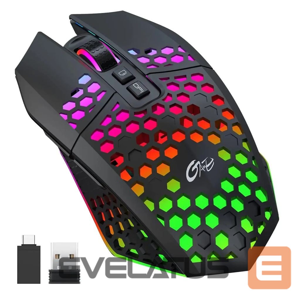 Arvutihiir GameBox Gaming Mouse RGB 2.4GHz Wireless Hollow Shell + USB Charging 1600 DPI Black