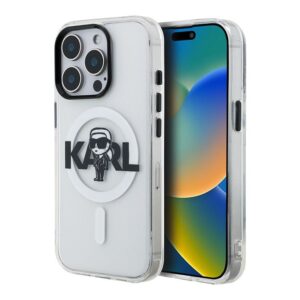 Nugarėlės dėklai Karl Lagerfeld Apple iPhone 15 Pro Max Silicone case with Magsafe IML KL Sketch Logo Transparent