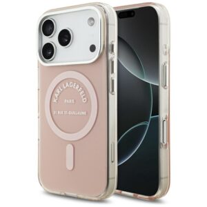 Aizmugurējais vāciņš Karl Lagerfeld Apple iPhone 17 Pro Silicone case with MagSafe IML Karl RSG Logo Pink