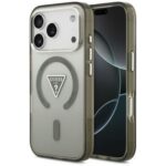 Aizmugurējais vāciņš Guess Apple iPhone 17 Pro Max Silicone case with MagSafe IML Gradient Triangle Logo Khaki