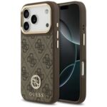 Aizmugurējais vāciņš Guess Apple iPhone 17 Pro Silicone Case with MagSafe Strass Logo Brown