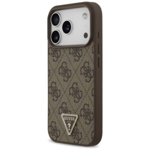 Back panel cover Guess Apple iPhone 17 Pro Silicone case with MagSafe Strass Logo Brown