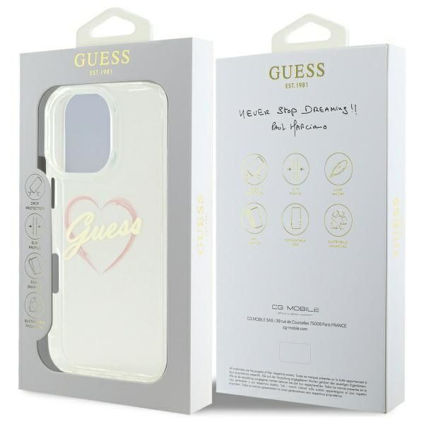 Other Phone Accessory Guess Guess IML Heart Case for iPhone 16 Pro - Transparent