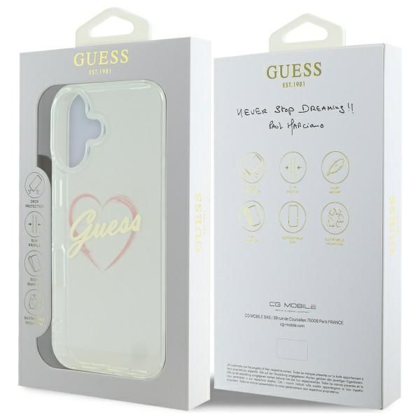 Other Phone Accessory Guess Guess IML Heart Case for iPhone 16 plus - Transparent
