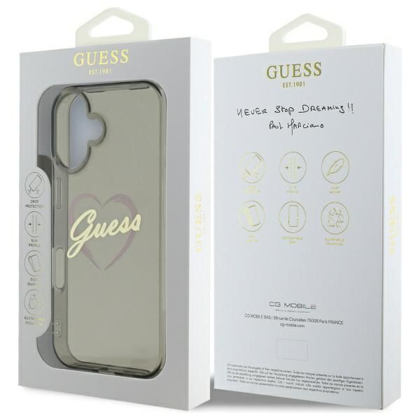 Other Phone Accessory Guess Guess IML Heart iPhone 16 Case - Black