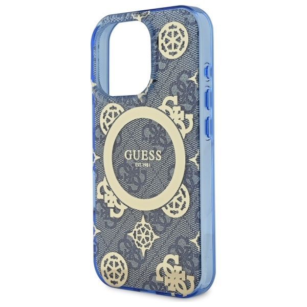 Other Phone Accessory Guess Guess IML Peony On 4G Background MagSafe Case for iPhone 16 Pro - Blue