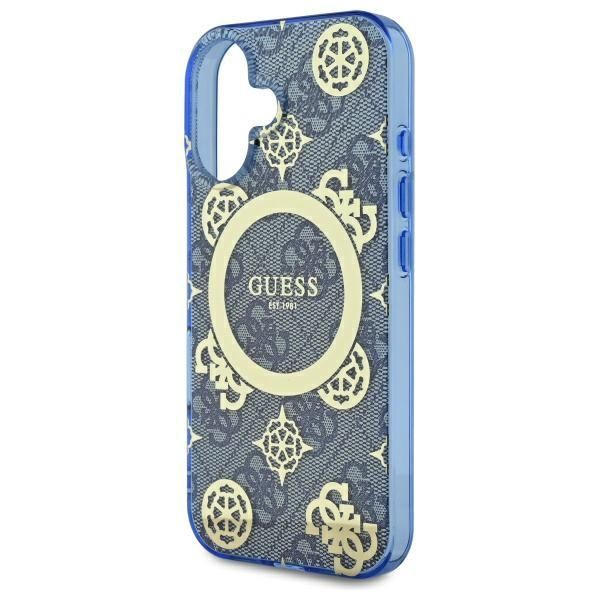 Other Phone Accessory Guess Guess IML Peony On 4G Background MagSafe case for iPhone 16 - blue