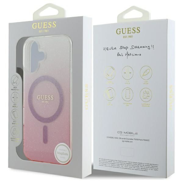 Other Phone Accessory Guess Guess IML Glitter Gradient MagSafe iPhone 16 Case - Pink