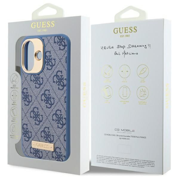 Other Phone Accessory Guess Guess 4G Logo Plate MagSafe iPhone 16 Case - Blue