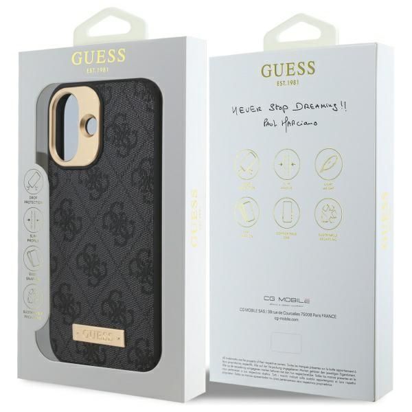 Other Phone Accessory Guess Guess 4G Logo Plate MagSafe iPhone 16 Case - Black