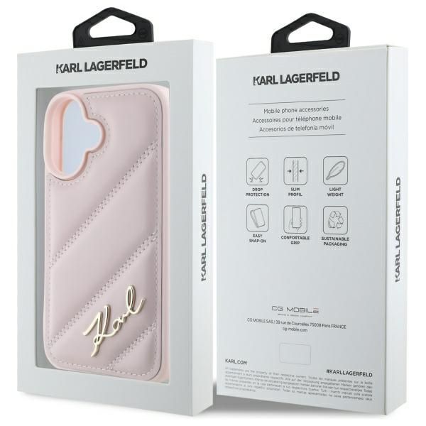 Other Phone Accessory Karl Lagerfeld Karl Lagerfeld Quilted Signature iPhone 16 Case - Pink